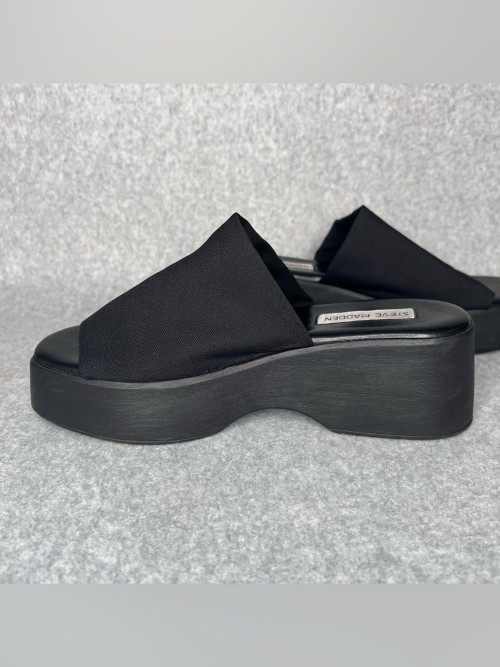 Steve Madden Black Slinky 30 Chunky Platform Sandal Sz 7.5 Y2K Indie Sleaze 90s - Picture 7 of 13